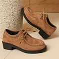 thumbnail image 4 of Brown Women'S Loafers Round Toe Front Laced Flat Low Heel All Season Lightweight Comfortable Casual Shoes For Everyday Wear And Outings Size 40, 4 of 9