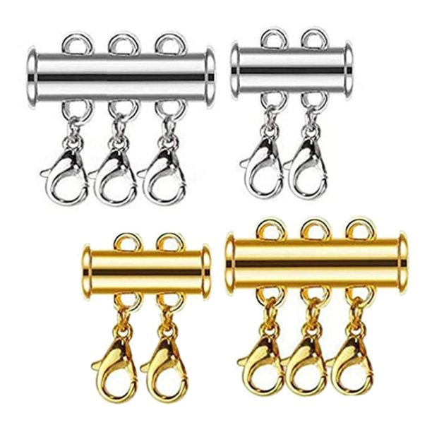 Extensor de cierre espaciador de collar en capas de aleación de 4 piezas, con cierres de langosta, conector de múltiples hebras, accesorios de joyería con magnético mayimx Cierre de collar