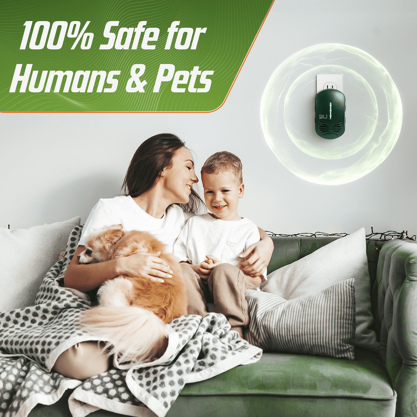 BEU-G Bat Expulsion Unit with Dynamic Ultrasonic Bat Repellent Technology (Forest Green Edition)