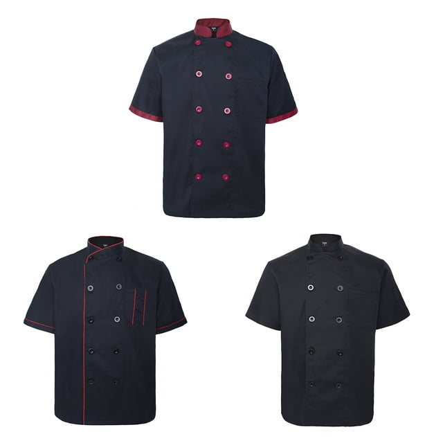 TOPTIE 3 Pack Men & Women Short Sleeve Chef Coat Jacket-SET8-L