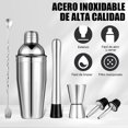 thumbnail image 4 of Utensilios de Bar, Shaker Cocktail Bar Set Kit de Cocteleria de Acero Inoxidable - con Coctelera de cóctel 750ml, Agitador para Hielo, Cuchara de Mezcla, Probeta graduada, Boquillas de Vino (6 piezas), 4 of 4