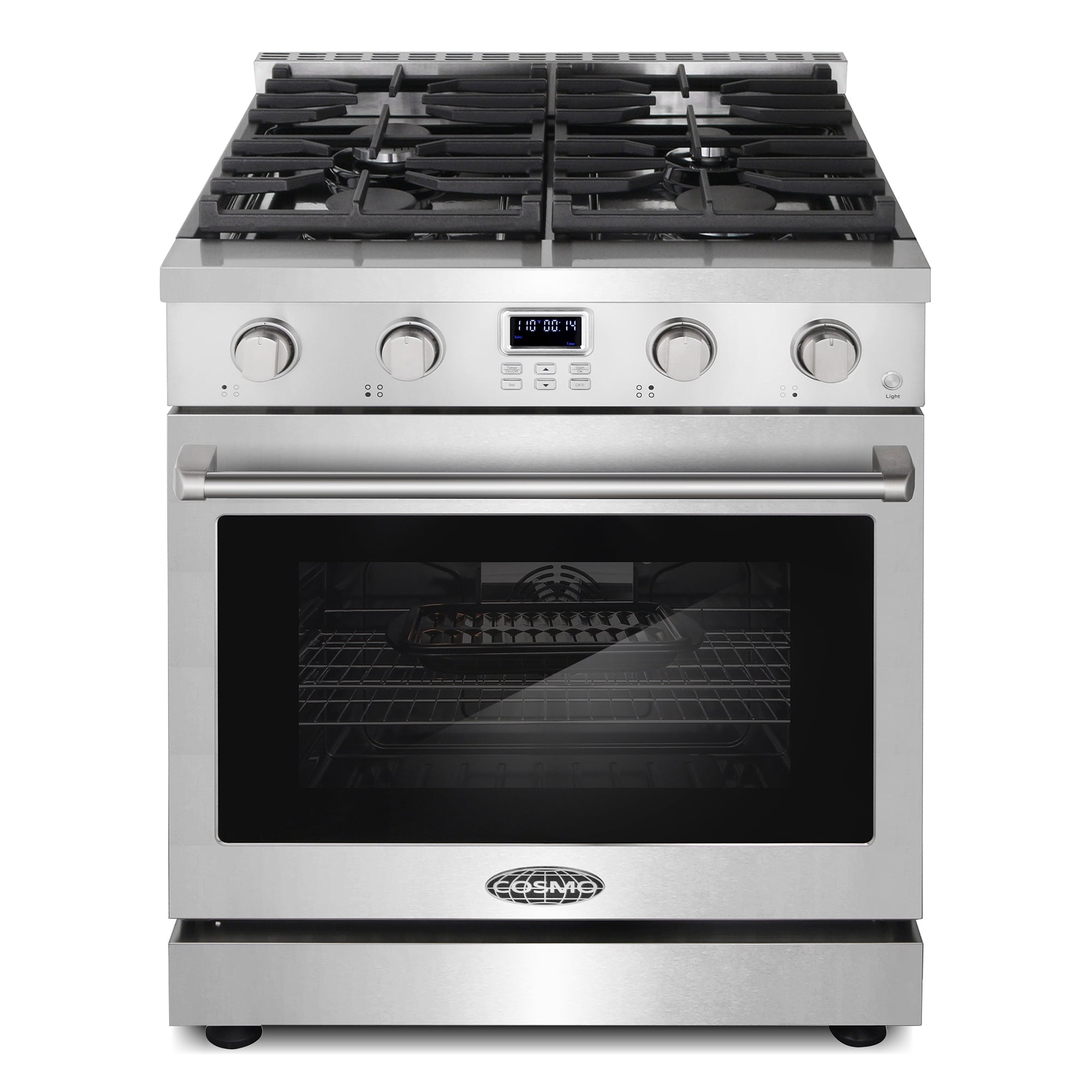 Cosmo 30 in. Lumin Collection 4.8 cu. ft. Gas Range with 4 Sealed Gas Burners and Convection Oven in Stainless Steel