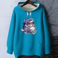 thumbnail image 6 of Women's Christmas Print Loose Casual Long Sleeve Hooded Sweatshirt, Festive Fall Winter Wear with Comfortable Fit and Holiday Design for Seasonal Activities,Royal Blue,M, 6 of 7