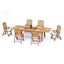 Grade-A Teak Dining Set: 6 Seater 7 Pc: And 6 Ashley Arm Chairs Outdoor Patio WholesaleTeak #51AS2406