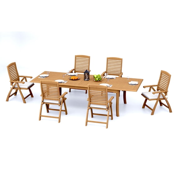 Grade-A Teak Dining Set: 6 Seater 7 Pc: And 6 Ashley Arm Chairs Outdoor Patio WholesaleTeak #51AS2406