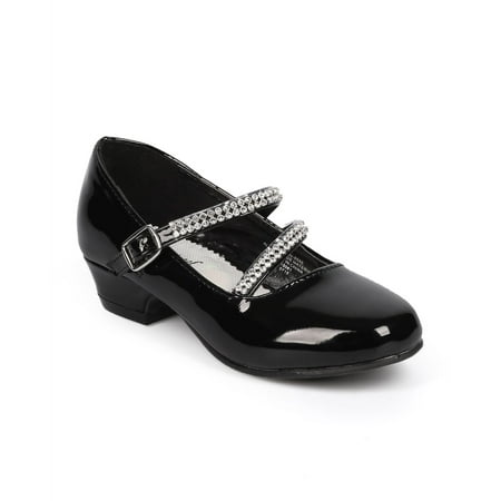 Green Patent Mary Jane - Little Angel DB64 Patent Rhinestone Mary Jane Kitten Heel Pump (Toddler/ Little Girl/ Big Girl)
