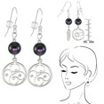 thumbnail image 2 of One Pair Handmade Round Filigree Sterling Silver Beaded Earrings - Iridescent Purple, 2 of 3