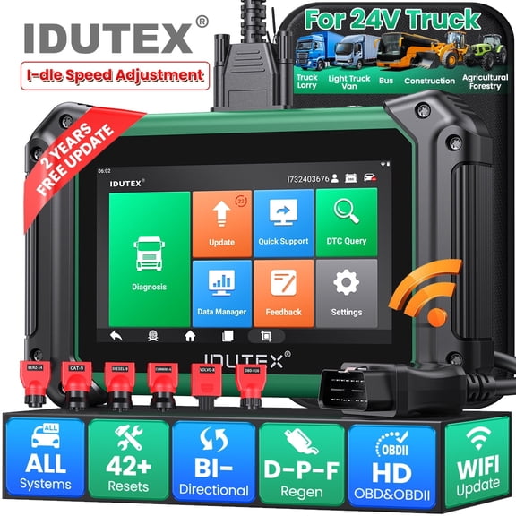 IDUTEX Heavy Duty Truck Scanner with D-P-F Regen & 42 Resets, Full System Bidirectional Diesel Truck Diagnostic Tool Truck Scan Tool for Cummins, Detroit, Speed Limit Adjustment, 2 Years Free Update
