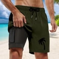 thumbnail image 2 of Mens Board Shorts Swim Trunks With Compresssion Liner Inseam Board Shorts With Pockets Short De Plage Homme Dark Green L, 2 of 4