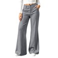 thumbnail image 2 of Karymi Jeans for Women Solid Double Button Zip Fly Flare Pants, High Waist Casual Bootcut Trousers with Pockets, 2 of 6