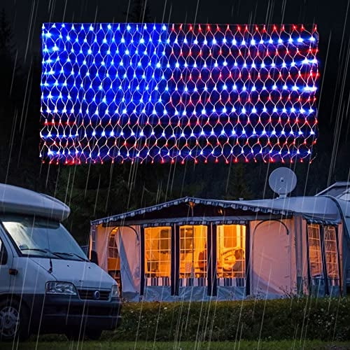 Luces LED de red PUHONG con bandera estadounidense 420 para decoración de exteriores