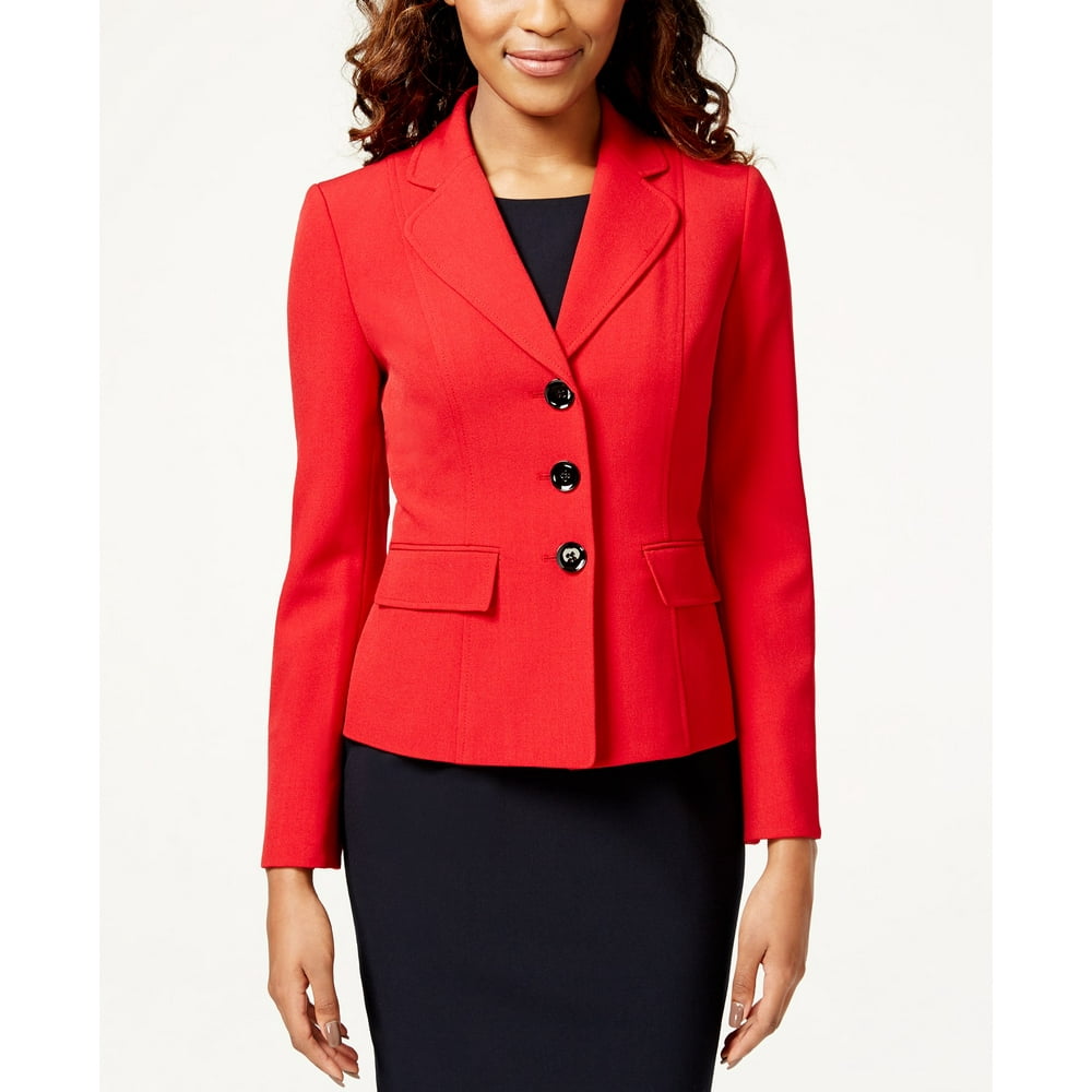 Kasper - Kasper NEW Fire Red Womens Size 10 Three-Button Notched-Collar ...
