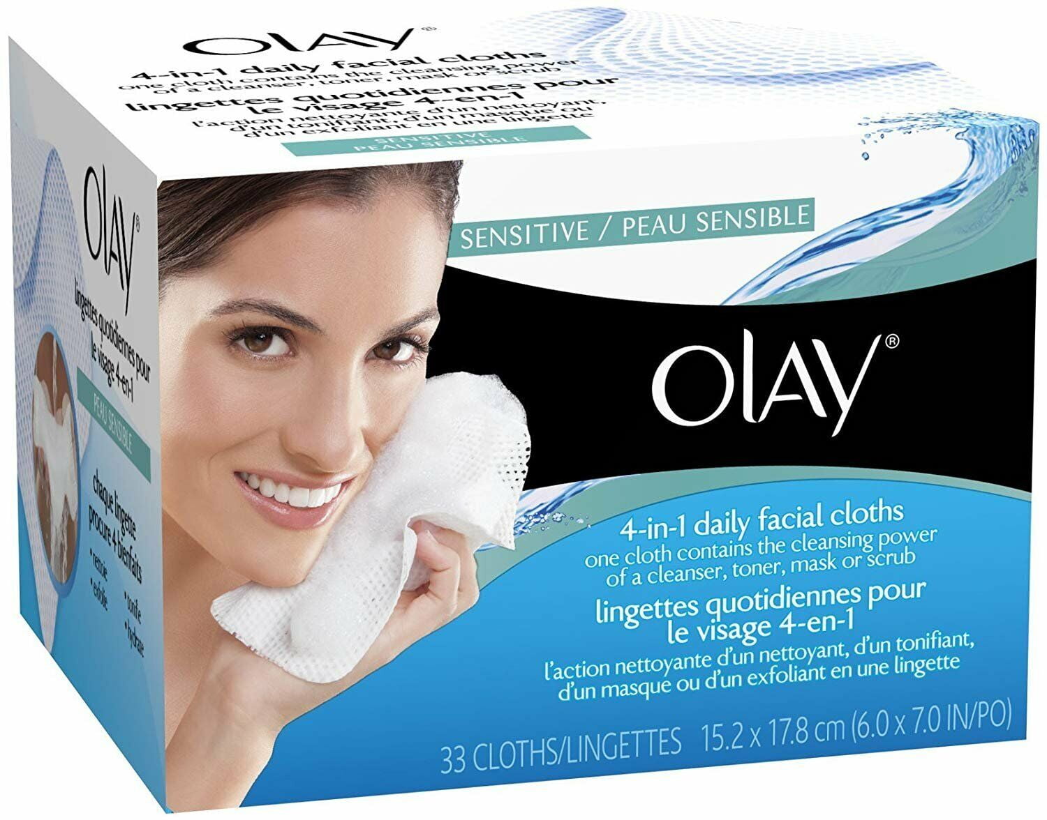 OLAY Daily Facials 5in1 Clean Water Activated Dry Cloths Fragrance Free 33 Ct