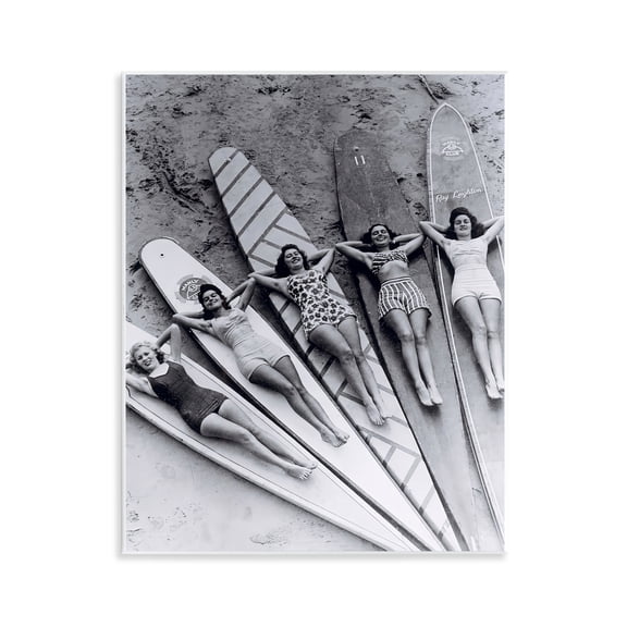 Stupell Industries Vintage Women on Surfboards People Photography Unframed Art Print Wall Art, 11 x 14