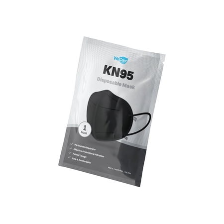 WeCare Protective Disposable Face Mask, 5-Ply Layer (20 Individually Wrapped) - Black