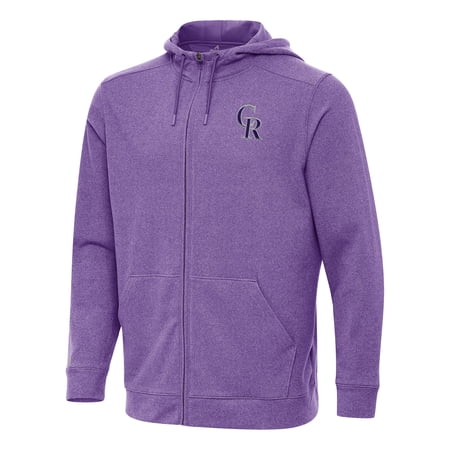 Men s Antigua Heather Purple Colorado Rockies Effortless Full-Zip Hooded Jacket