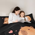 thumbnail image 4 of Erosebridal Cute Capybara Twin Comforter Sets,Pink Heart Print Bedding Set For Girls Kids ,Reversible Black 2 Pieces, 4 of 7