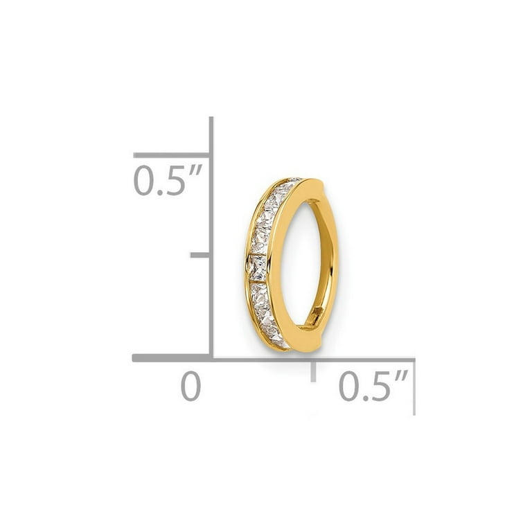 14k Gold 18 Gauge Polished CZ Hinged Cartilage Ring 14k Gold 18 Gauge Polished CZ Hinged Cartilage Ring