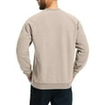 thumbnail image 3 of Fshiont Men's Sherpa Lined Sweatshirts Warm Soft Crewneck Sweatshirts Heavyweight Winter Pullover Kangaroo with Pouch Pocket Khaki M, 3 of 4