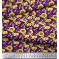 thumbnail image 3 of Soimoi Purple Modal Satin Fabric Leaves & Sunflower Floral Decor Fabric Printed Yard 42 Inch Wide, 3 of 3