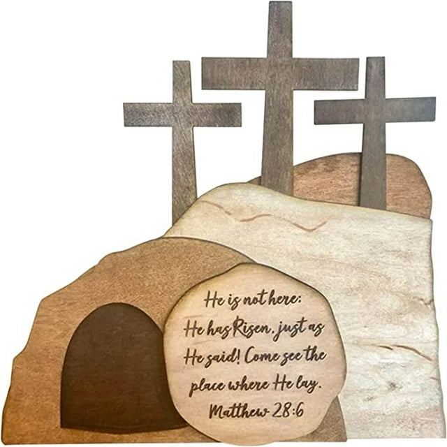 Matoen Empty Tomb | He Is Risen | Religious Easter Scene Decor,Easter Resurrection Scene