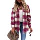 thumbnail image 1 of Chaqueta Blusas de otoño para mujer Camisa a cuadros informal de manga larga Traje diario (Rosa Rojo S) Ygjytge Rosa roja T S para Mujer, 1 of 7