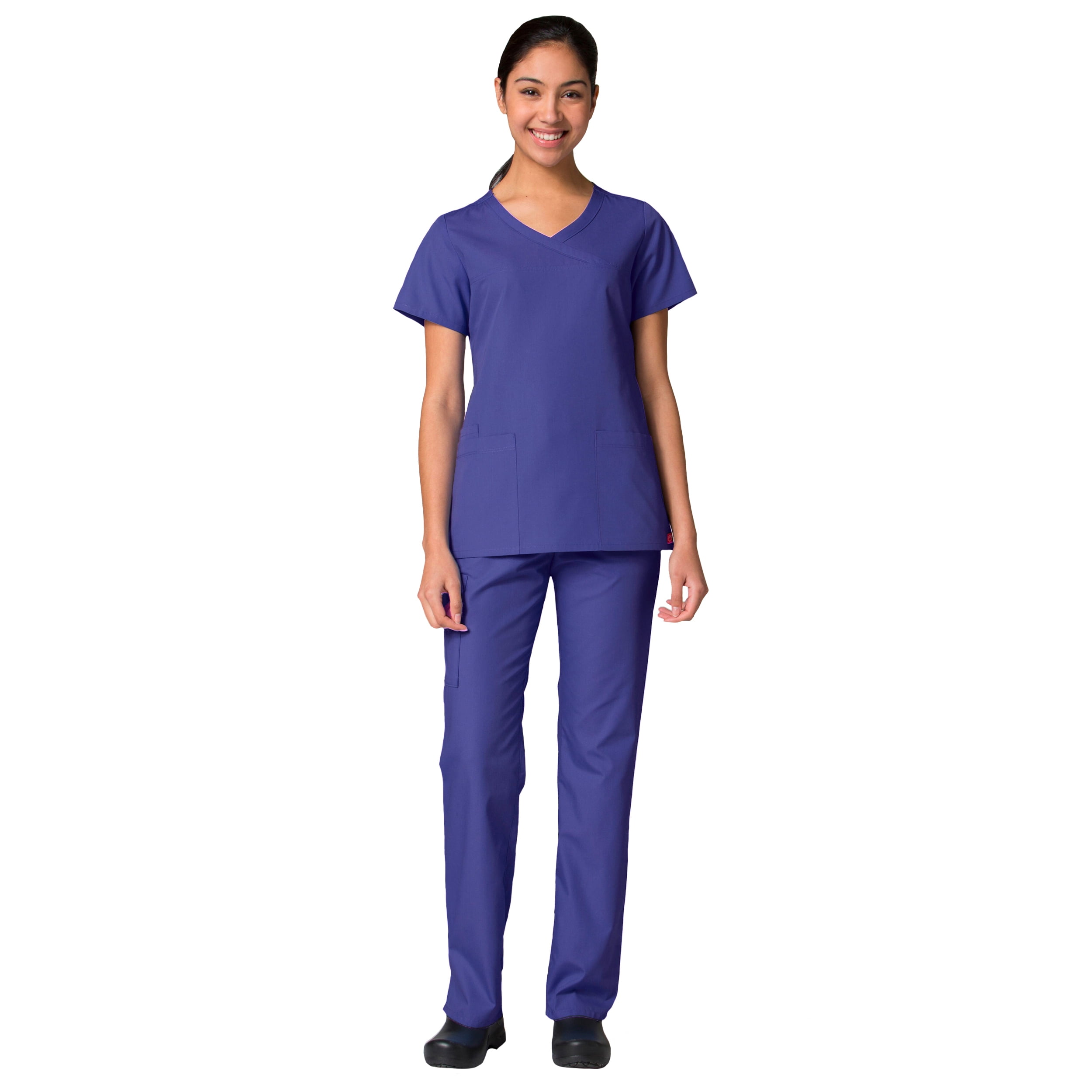 Download Maevn - Red Panda Women's Curved Mock Wrap Solid Scrub Top ...