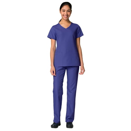 

Maevn Red Panda Women s Curved Mock Wrap Top & Full Elastic Cargo Pant Scrub Set