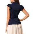 thumbnail image 3 of MODA NOVA Juniors Ruffled Bow Tie Peter Pan Collar Button Down Chiffon Shirt, 3 of 6