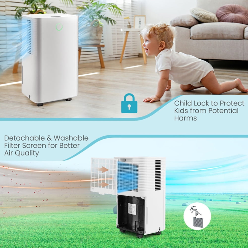 Canddidliike 1750 Sq. Ft 32 Pints Dehumidifier with Auto Defrost and 24H Timer Drain Hose-White, Dehumidifier for Large Room and Basements