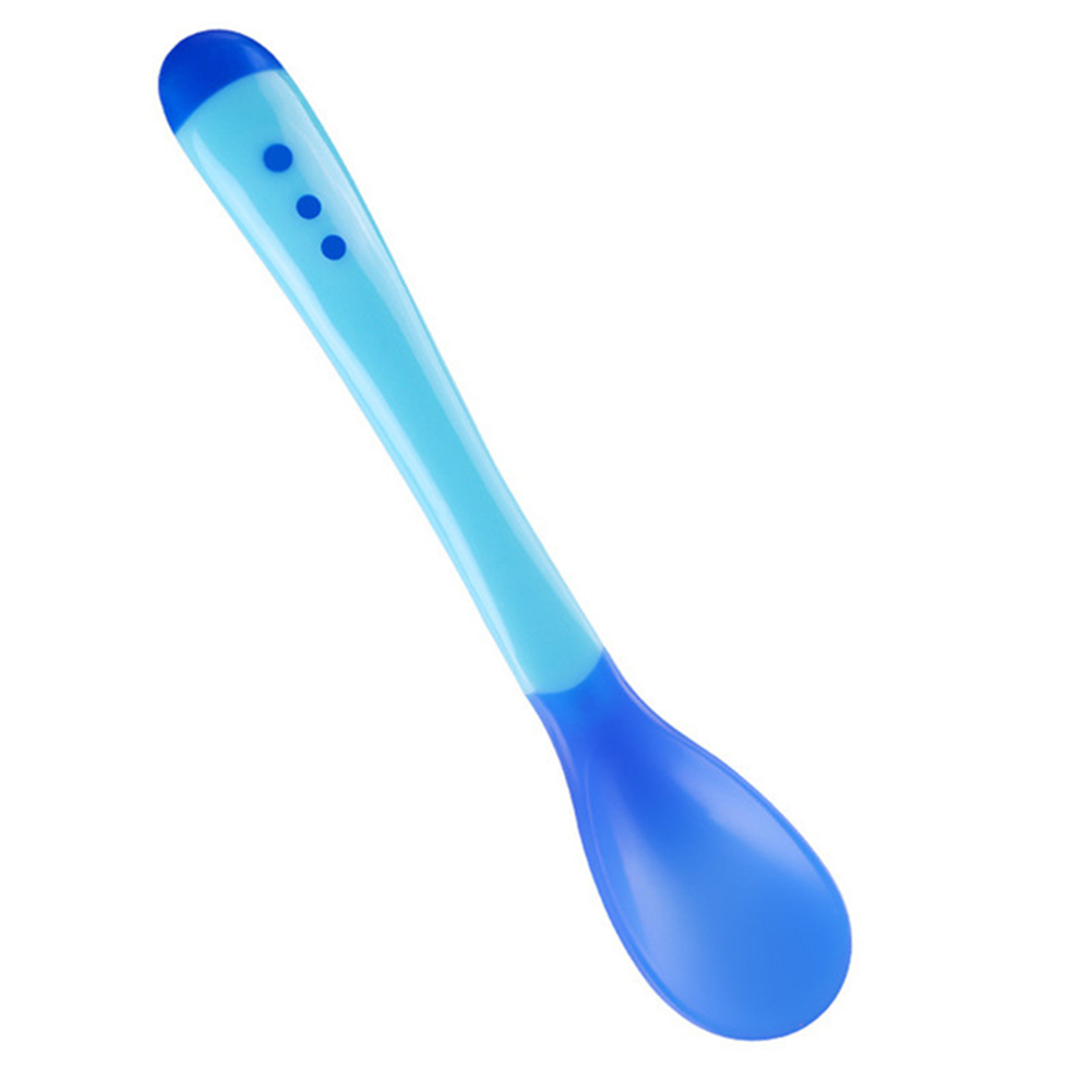 Baby Infant Temperature Sensing Spoon for Soup Medicine Feeding Blue