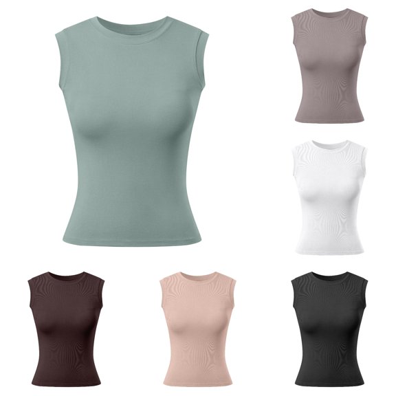 LiuXxxx Women's Sleeveless Tank Top with Built In Bra Round Neck for Outdoor Music Festival Light Green XL