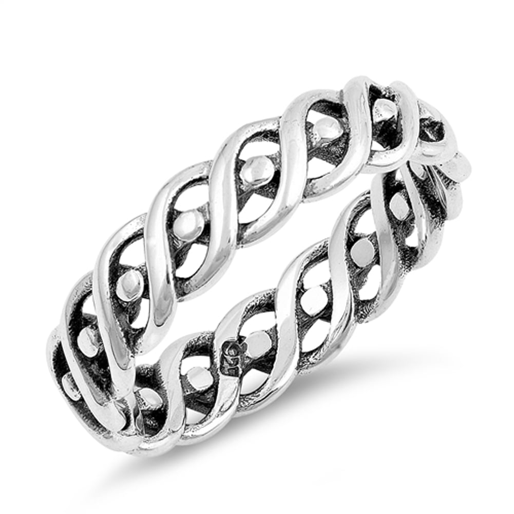 Women's Twisted Rope Design Cute Ring New .925 Sterling Silver Band Sizes 4-10 