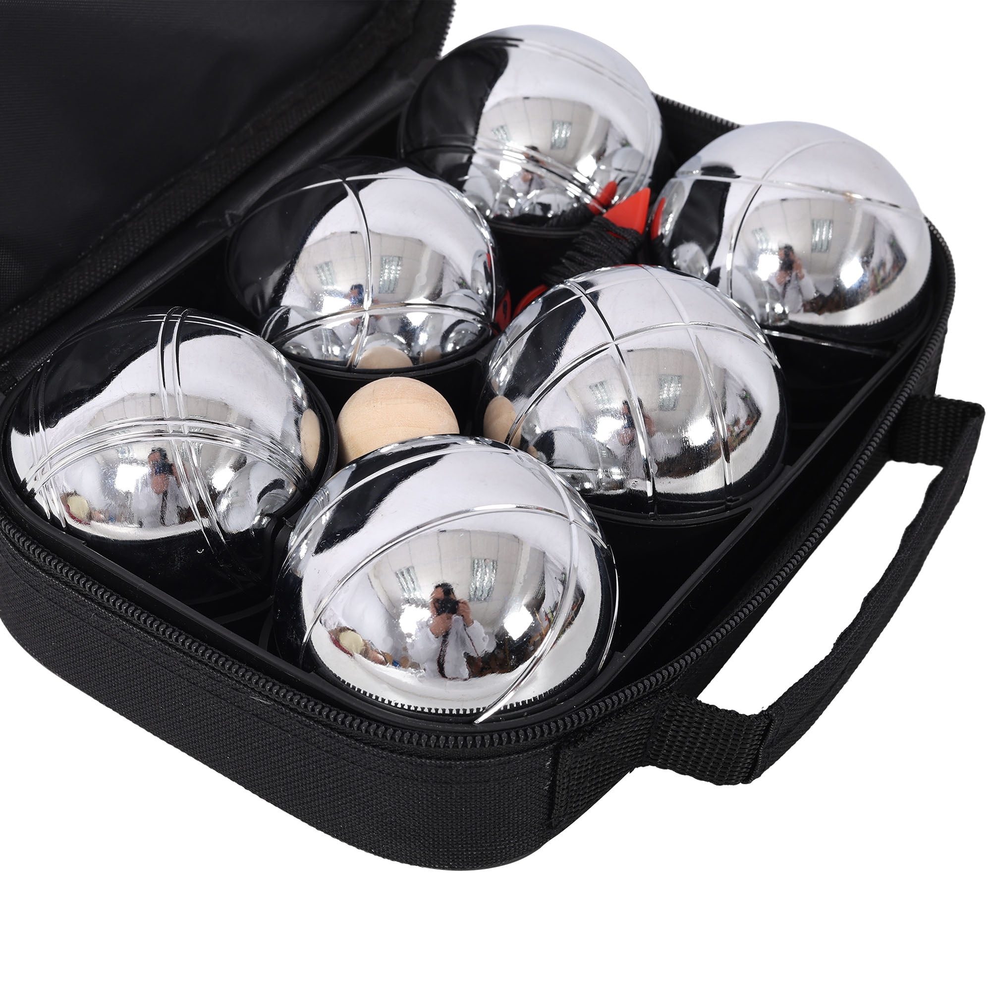 Metal Boules Set with Carrying Case - Exciting Lawn and Beach Game for Adults Featuring Distinct Patterned Balls