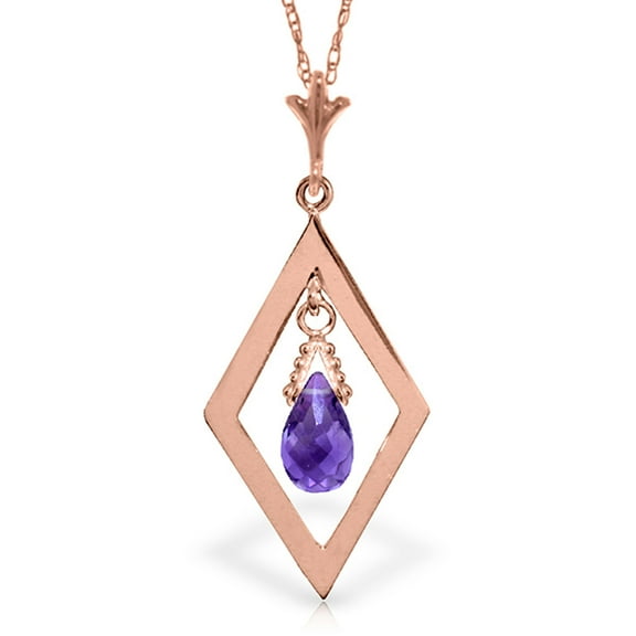 Galaxy Gold 14K Rose Gold Amethyst Pendant Necklace - February Birthstone - Peace & Wisdom - 16" to 24" - Fine Jewelry for Women