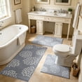 thumbnail image 6 of Bathroom Rug Set,Three Piece Flocked Water Absorbent Floor Mat With Anti Slip Base and Machine Washable Feature for Shower Toilet Floor Layout,Fit for Youngster Household Restroom Decoration(Gray), 6 of 7