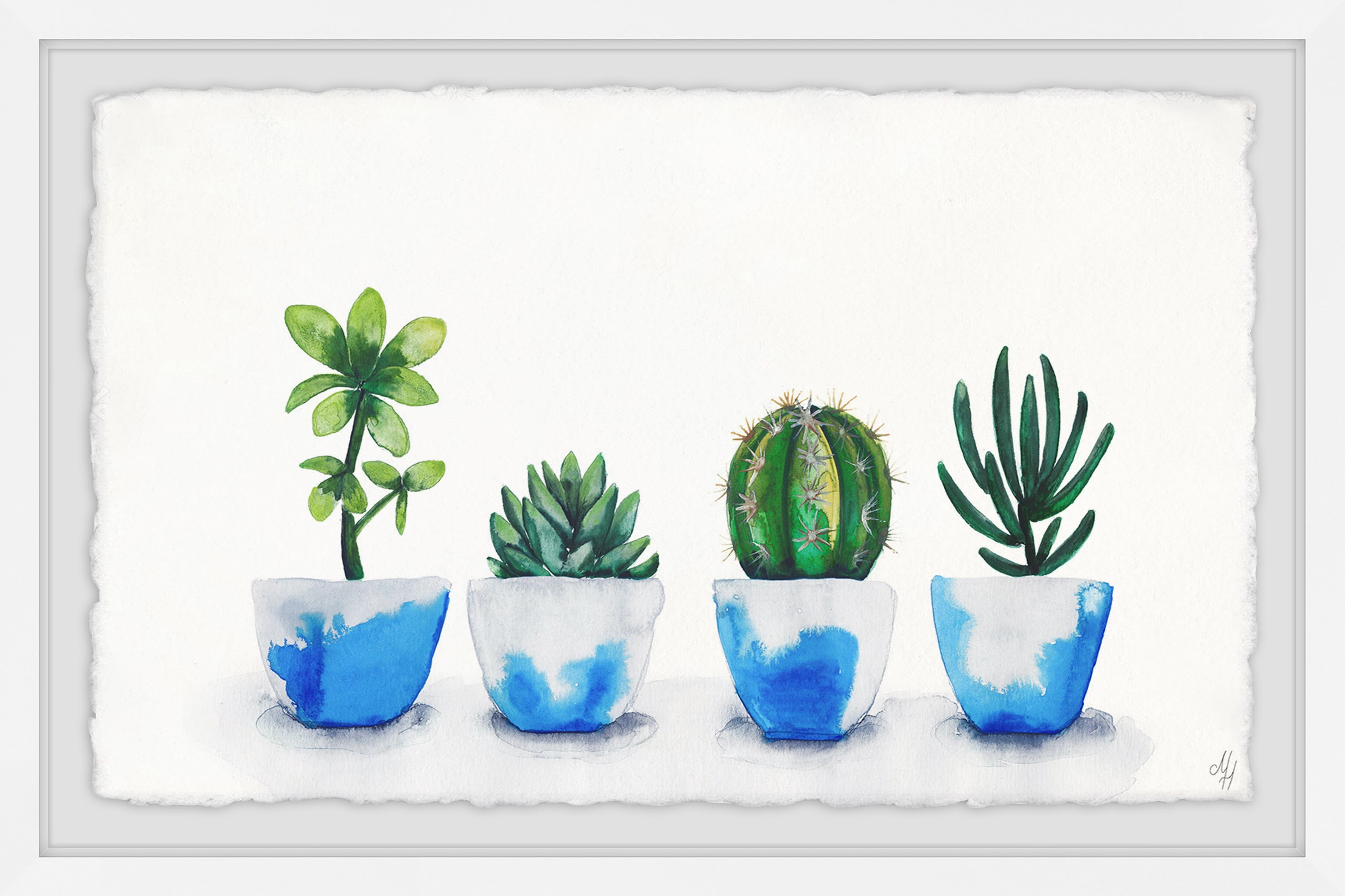 Touch of Blue Pots Framed Painting Print