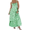 thumbnail image 2 of Spaghetti Strap Womens Floral Print Maxi Dresses Casual Sleeveless Ruffle Flowy Tiered Dress, 2 of 4
