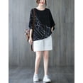 thumbnail image 4 of Women Short Sleeves Crewneck Patchwork Tops Oversized T-Shirt Side Slit Blouse GA2565 Black, 4 of 5