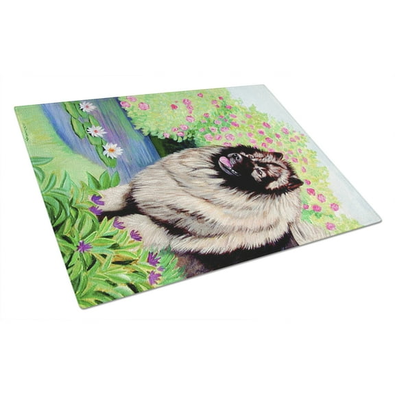 Caroline's Treasures Keeshond Glass Cutting Board Large