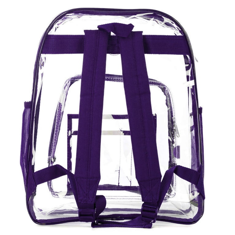 K cliffs Heavy Duty Clear Transparent Unisex School Backpack in Purple Adult Unisex