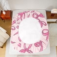 thumbnail image 5 of Manfei Cartoon Bow Tie Twin Sheet Sets,Cute Bowknot Ribbon Twin Fitted Sheet,Girl Pink Flat Sheet For Teens,Luxury Bedroom Decor,3-Piece, 5 of 7