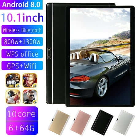 10.1 Inch HD Game Tablet Computer PC Android 8.0 6+64GB Dual Camera Tablet Black US (Best Hd Games For Ipad)