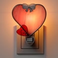 thumbnail image 1 of Luz nocturna KY&BOSAM, vitral con forma de corazón rosa con interruptor, 1 of 9