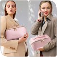 thumbnail image 6 of iMucci Large Capacity Travel Cosmetic Bags for Women - Portable PU Leather Waterproof Makeup Bag with Handle and Divider, Flat Lay Cosmetic Case Makeup Organizer Bag Toiletry Bag, 6 of 7