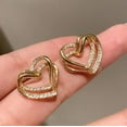 thumbnail image 3 of HomeKingdee Double Layer Hollow Heart Earrings - Rhinestone Fashion Personality Super Flash Earrings for Women Gift for Valentine's Day Mother's Day Christmas, 3 of 9