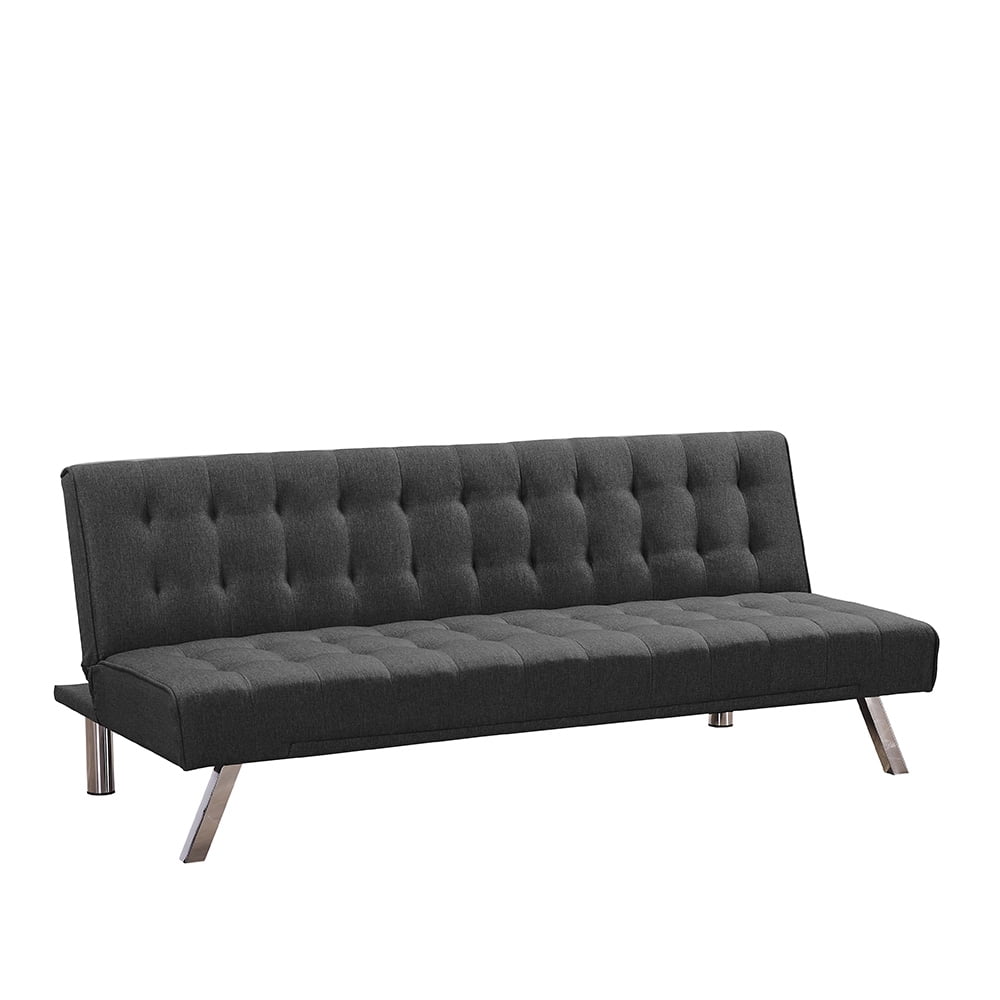 Upholstered Convertible Folding Sofa, Futon Sofa Bed, Metal Legs Sofa