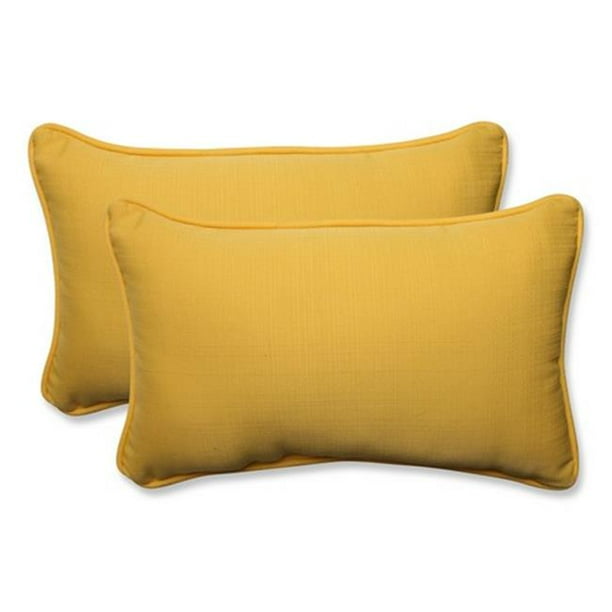 Pillow Perfect 593333 Intérieur-Extérieur Forsyth Soleil Rectangulaire Jeter Oreiller&44; Jaune - Lot de 2