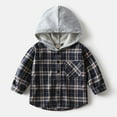 thumbnail image 2 of FYDUU Boys Casual Plaid Long Sleeve Hooded Shirt Jacket Stylish Kids Tops Children's Soft Button Down Shirt Jacket Top Fall Winter Clothes Comfy Versatile, 2 of 4