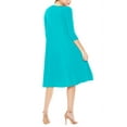 thumbnail image 3 of Women's Plus Size Round Neck 3/4 Sleeves Solid A-Line Midi Dress, 3 of 4